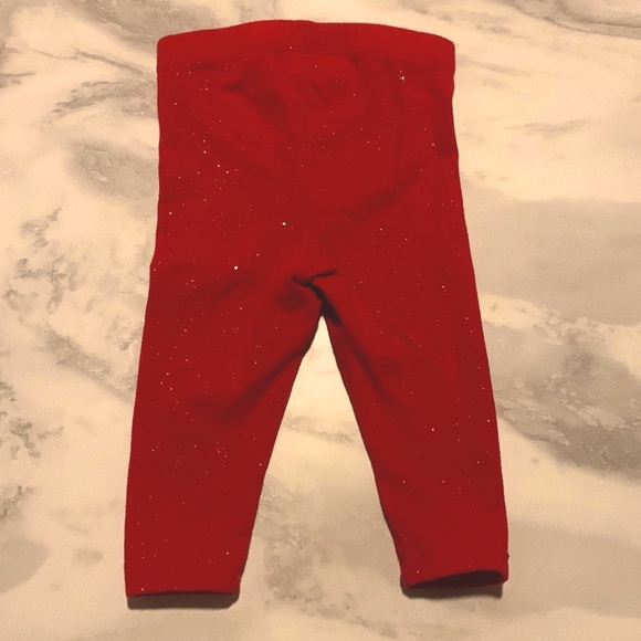 Cat & Jack Baby Girl Red Sparkle Leggings. Size 12 months. - Picture 2 of 3